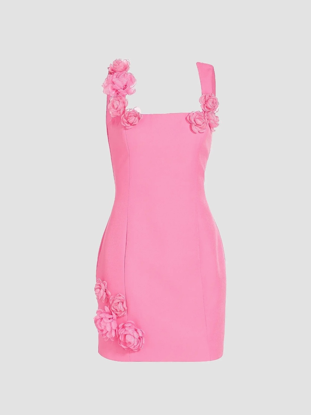 Elliatt Hot Pink Floral-Trim Mini Dress